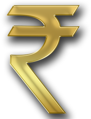 3D Gold Rupee Symbol